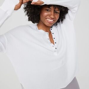 OFFLINE White Ribbed Henley Top